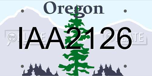 IAA2126 Oregon License Plate
