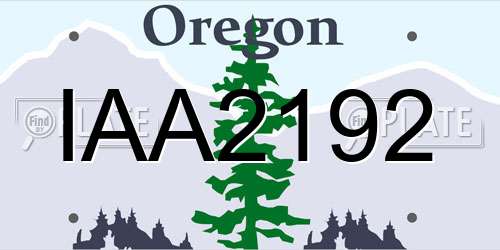 IAA2192 Oregon License Plate