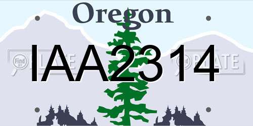 IAA2314 Oregon License Plate