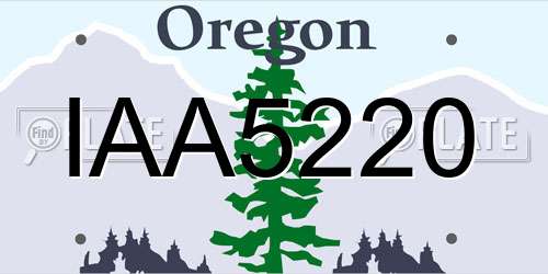 IAA5220 Oregon License Plate