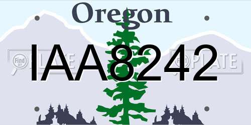 IAA8242 Oregon License Plate
