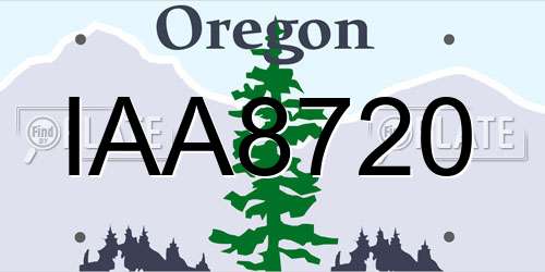 IAA8720 Oregon License Plate