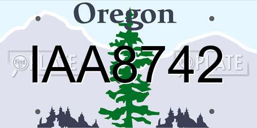 IAA8742 Oregon License Plate