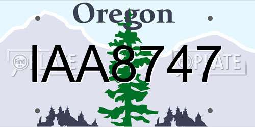 IAA8747 Oregon License Plate