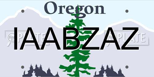 IAABZAZ Oregon License Plate