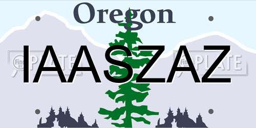 IAASZAZ Oregon License Plate