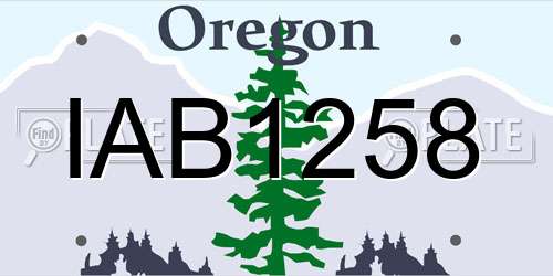 IAB1258 Oregon License Plate