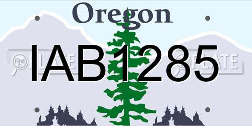 IAB1285 Oregon License Plate