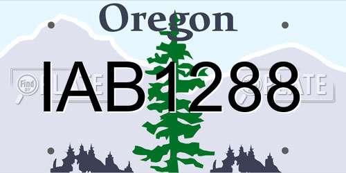 IAB1288 Oregon License Plate