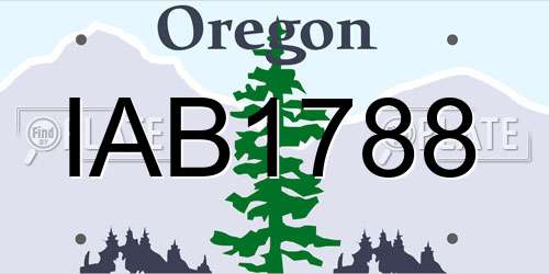 IAB1788 Oregon License Plate