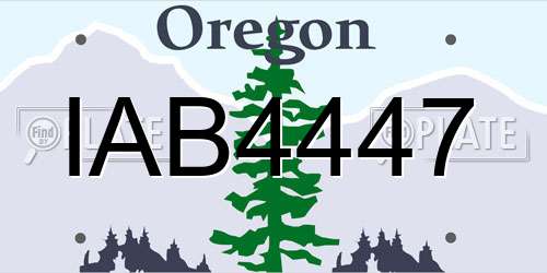 IAB4447 Oregon License Plate