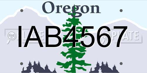 IAB4567 Oregon License Plate