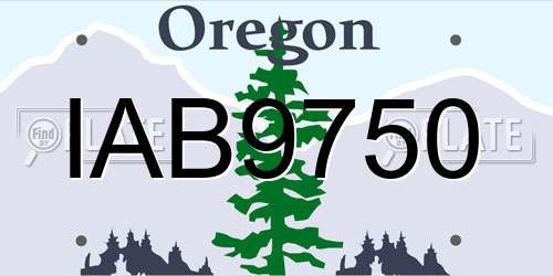IAB9750 Oregon License Plate