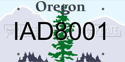 IAD8001 Oregon License Plate