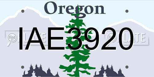 IAE3920 Oregon License Plate