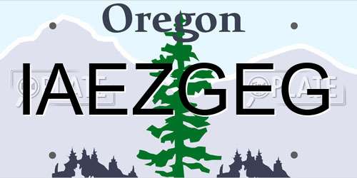 IAEZGEG Oregon License Plate