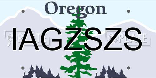 IAGZSZS Oregon License Plate