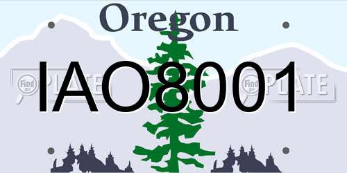 IAO8001 Oregon License Plate