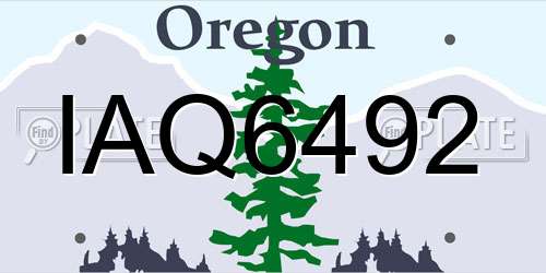 IAQ6492 Oregon License Plate