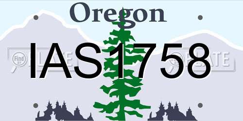 IAS1758 Oregon License Plate
