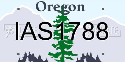 IAS1788 Oregon License Plate