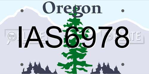 IAS6978 Oregon License Plate