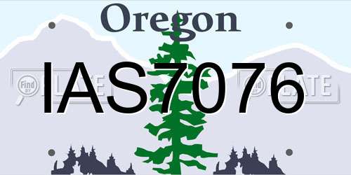 IAS7076 Oregon License Plate