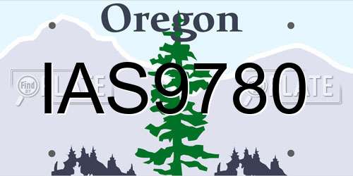 IAS9780 Oregon License Plate