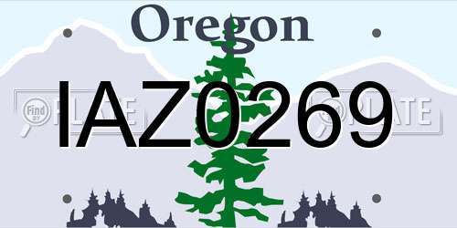 IAZ0269 Oregon License Plate