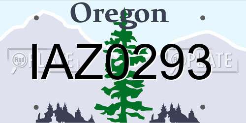 IAZ0293 Oregon License Plate