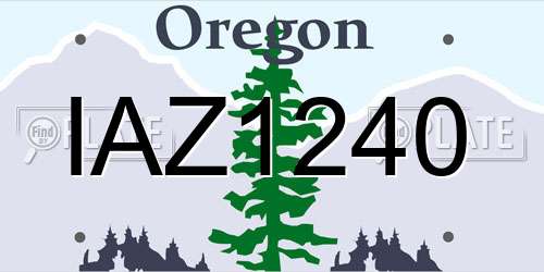 IAZ1240 Oregon License Plate