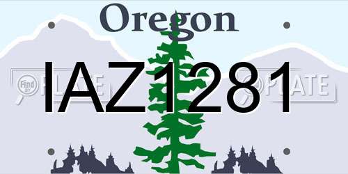 IAZ1281 Oregon License Plate