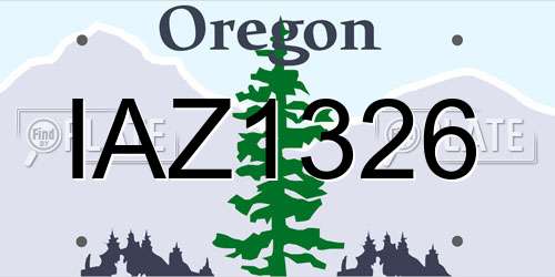 IAZ1326 Oregon License Plate