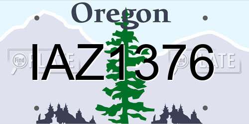 IAZ1376 Oregon License Plate