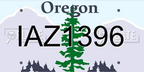 IAZ1396 Oregon License Plate