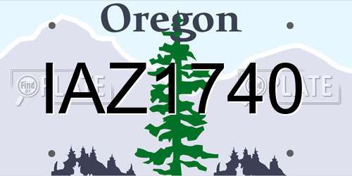 IAZ1740 Oregon License Plate