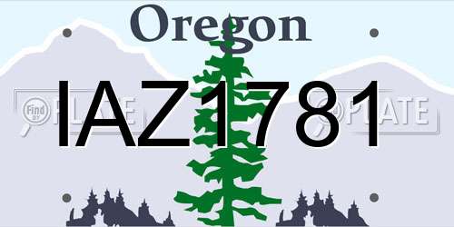 IAZ1781 Oregon License Plate