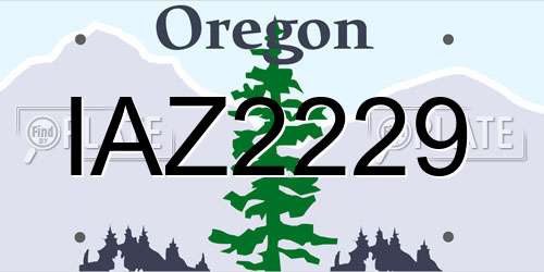 IAZ2229 Oregon License Plate
