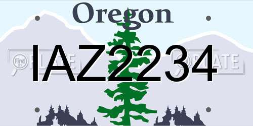 IAZ2234 Oregon License Plate