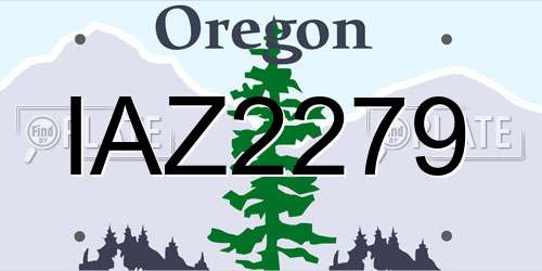 IAZ2279 Oregon License Plate