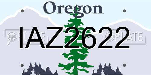IAZ2622 Oregon License Plate