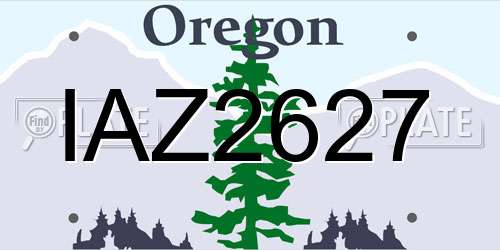 IAZ2627 Oregon License Plate