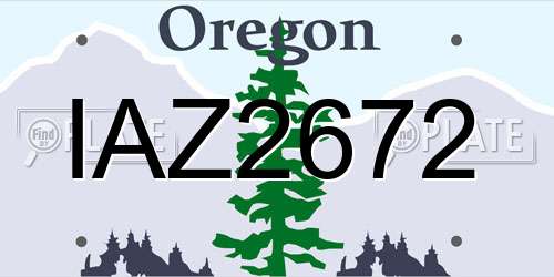 IAZ2672 Oregon License Plate