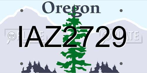 IAZ2729 Oregon License Plate