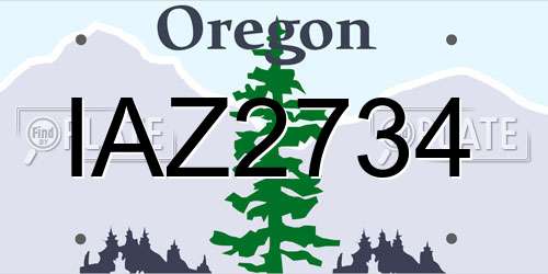 IAZ2734 Oregon License Plate