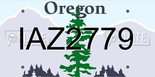 IAZ2779 Oregon License Plate
