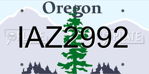 IAZ2992 Oregon License Plate
