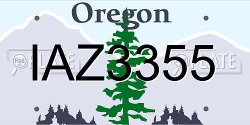 IAZ3355 Oregon License Plate