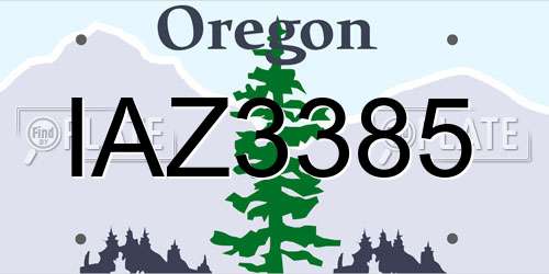 IAZ3385 Oregon License Plate