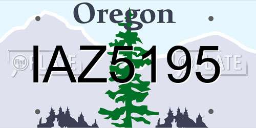 IAZ5195 Oregon License Plate